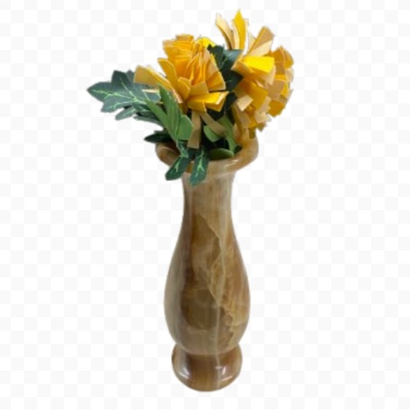 Vintage Carved Marbled Flower Vase Browns, Beiges, Swirled Colors 8" Tall - Picture 3 of 11